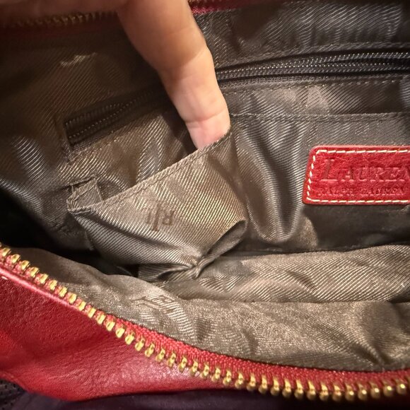 Ralph Lauren pebbled leather hobo style bag New with minor defect - Picture 5 of 12